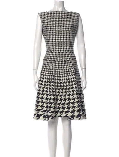 Pre-owned Dior Houndstooth Print Knee-length Dress In White