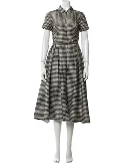 Pre-owned Dior Houndstooth Print Midi Length Dress In Black/white