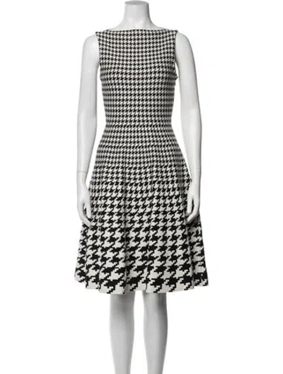 Pre-owned Dior Houndstooth Print Midi Length Dress In White