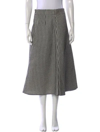Pre-owned Dior Houndstooth Print Midi Length Skirt In Black