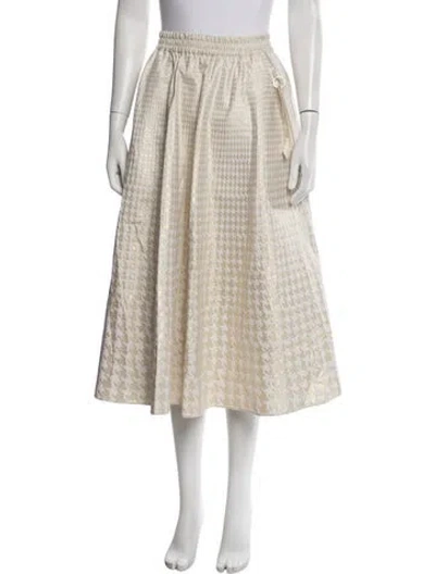 Pre-owned Dior Houndstooth Print Midi Length Skirt In Metallic/neutrals