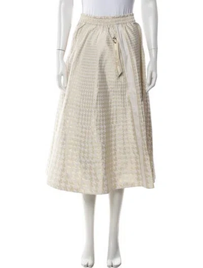 Pre-owned Dior Houndstooth Print Midi Length Skirt W/ Tags In Metallic/neutrals