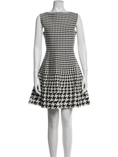 Pre-owned Dior Houndstooth Print Mini Dress In Gray
