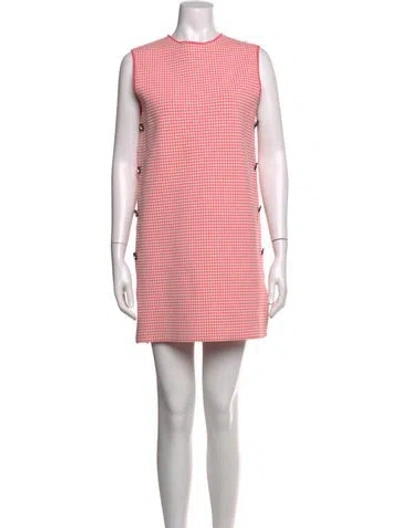 Pre-owned Dior Houndstooth Print Mini Dress In Pink/white