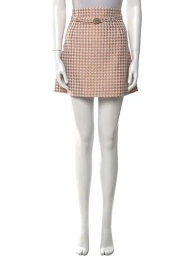 Pre-owned Dior Houndstooth Print Mini Skirt W/ Tags In Neutral
