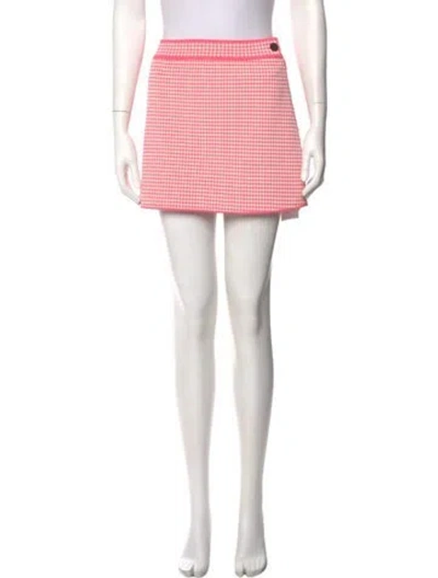 Pre-owned Dior Houndstooth Print Mini Skirt W/ Tags In Pink