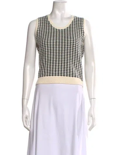 Pre-owned Dior Houndstooth Print Scoop Neck Sweater In Neutral