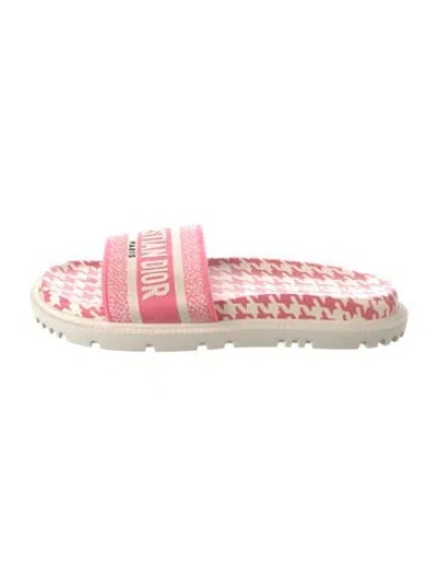 Pre-owned Dior Houndstooth Print Slides In Pink