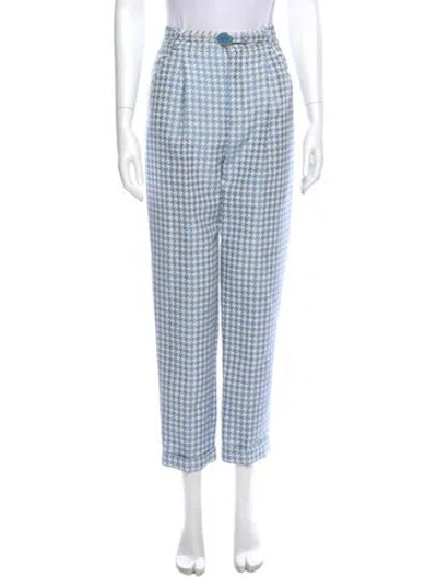 Pre-owned Dior Houndstooth Print Straight Leg Pants In White