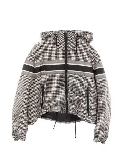 Pre-owned Dior Houndstooth-pattern Zip-up Hooded Jacket In Black