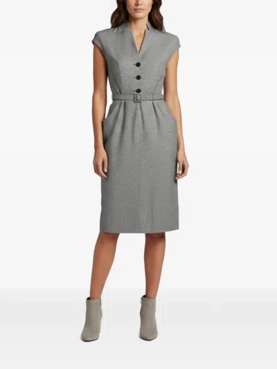 Pre-owned Dior Houndstooth-print Midi Dress In Black