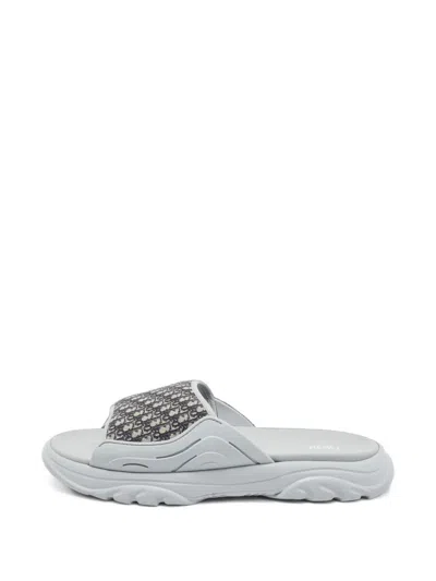 Pre-owned Dior H-town Oblique Canvas Sandals In Grey