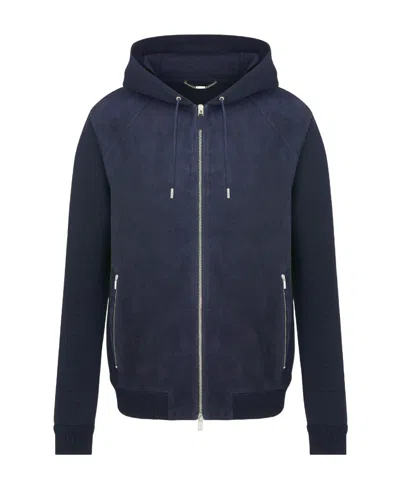 Dior Icons Zipper Hooded Wool Sweater In Blue