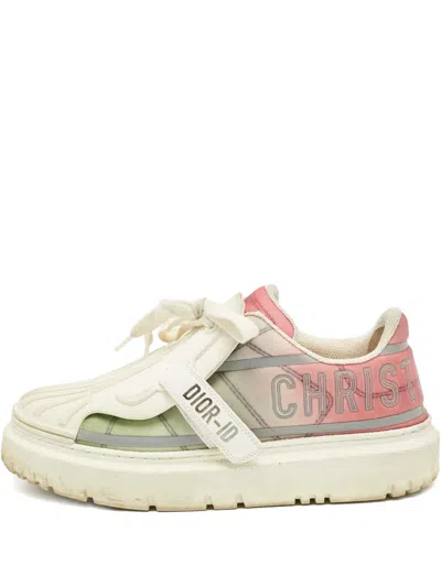 Pre-owned Dior Id Lace-up Sneakers In White