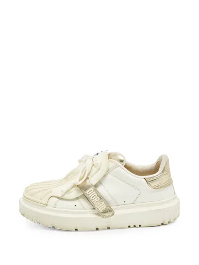 Pre-owned Dior Id Leather Sneakers In Neutral