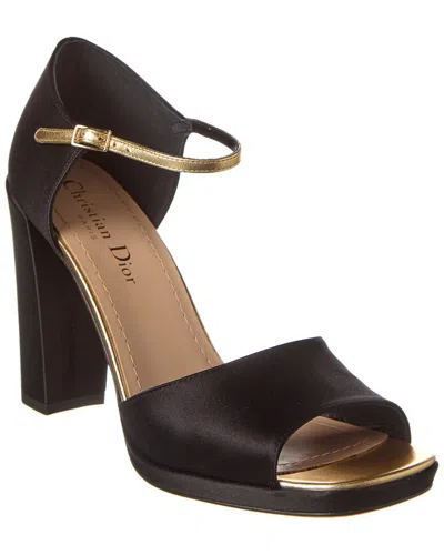 Dior Illusion Satin & Leather Sandal In Black