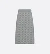 Dior High Waist Geometric Pattern Skirt With Side Button Detail In Green