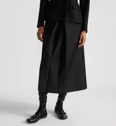 Dior High Waist Pleated Midi Skirt With Side Pockets In Black