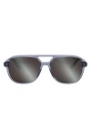 Dior In N1i 57mm Navigator Sunglasses In Shiny Light Blue / Smoke