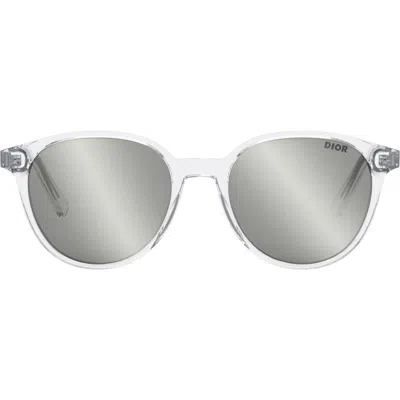 Dior In R1i 85a4 26c Round Sunglasses In Crystal Smoke Mirror