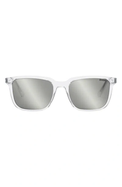 Dior In S1i 53mm Square Sunglasses In Crystal / Smoke Mirror