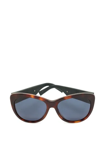 Pre-owned Dior Inedite Cat-eye Crystal Sunglasses In Brown