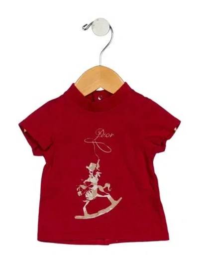 Pre-owned Dior Babies' Infant Boys' Patterned Short Sleeve T-shirt In Red