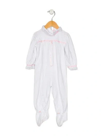 Pre-owned Dior Babies' Infant Girls' Patterned Long Sleeve One Piece In White