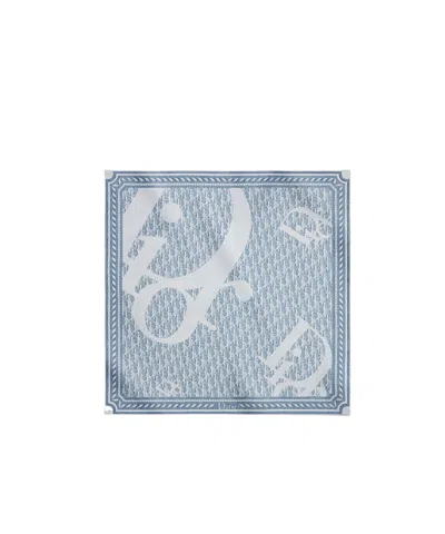Dior Infini Denim90 Square Scarf In Blue