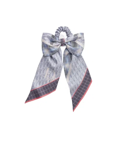 Dior Infini Tartan Ette Hair Tie In Gray