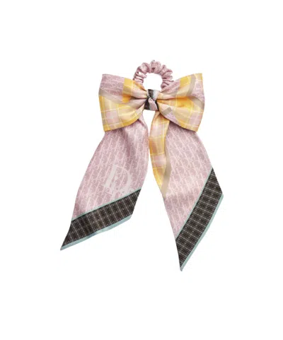 Dior Infini Tartan Ette Hair Tie In Pink