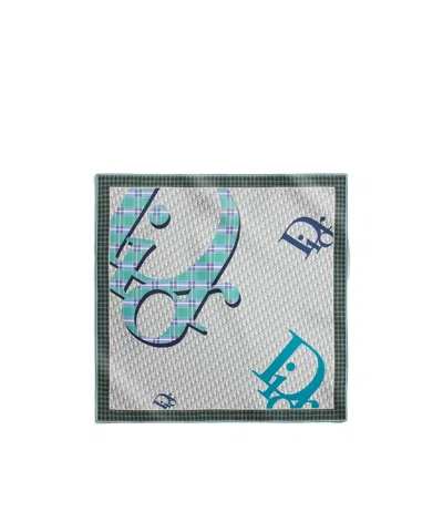 Dior Infini Tartan90 Square Scarf In Gray