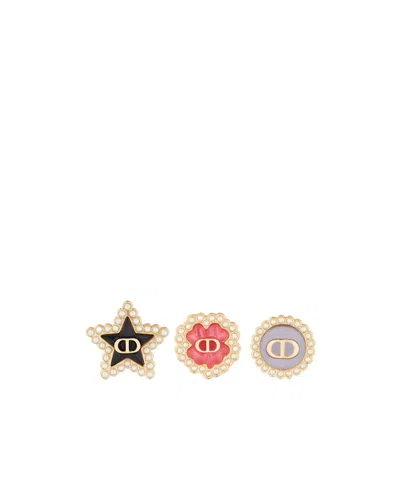 Dior Inlaid Earrings Set Of Three In Multi