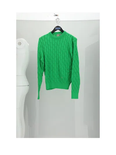 Dior Interwoven Knit Cotton Sweater In Green