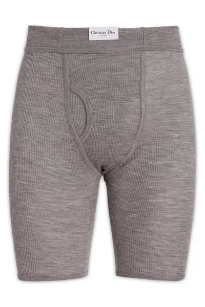 Dior Waistband Elastic Ribbed Texture Front Pouch In Grey