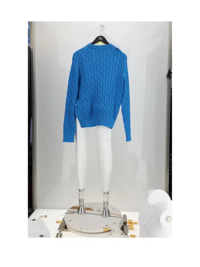 Dior Intrecciato Cotton Knit Sweater In Blue