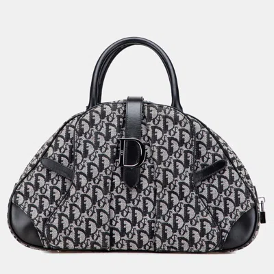 Pre-owned Dior Issimo Canvas Double Saddle Bowler Bag In Blue
