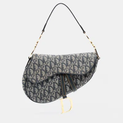 Pre-owned Dior Issimo Canvas Saddle Bag In Blue