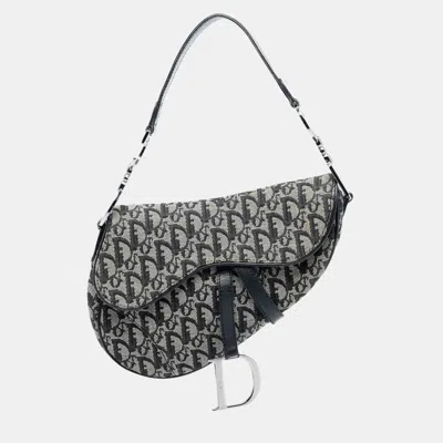 Pre-owned Dior Issimo Canvas Saddle Bag In Gray