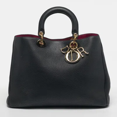 Pre-owned Dior Issimo Large Black Leather Shopper Tote