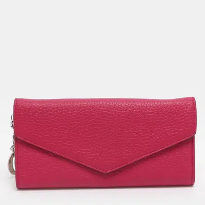 Pre-owned Dior Issimo Pink Leather Continental Wallet