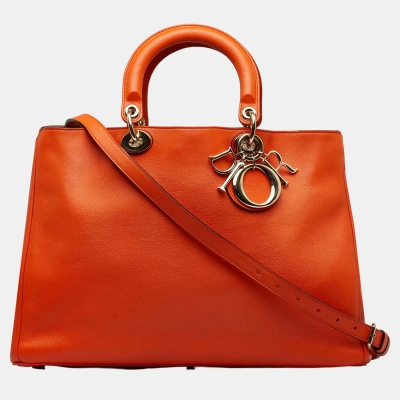 Pre-owned Dior Issimo Satchel In Orange