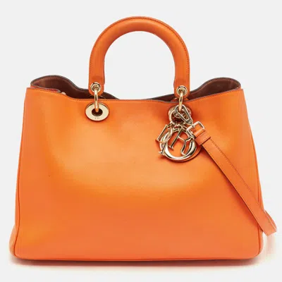 Pre-owned Dior Issimo Shopper Tote In Orange