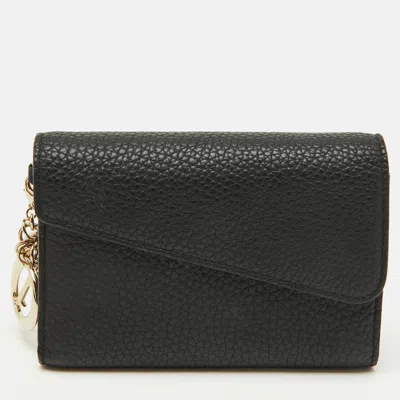 Pre-owned Dior Issimo Small Compact Wallet In Black
