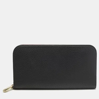 Pre-owned Dior Issimo Voyageur Black Leather Zip Around Wallet