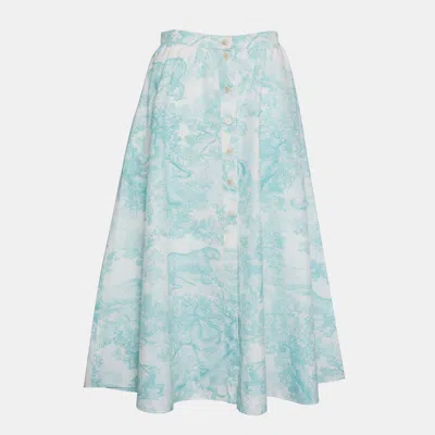 Pre-owned Dior Iviera A-line Midi Skirt Fr 38 In Blue