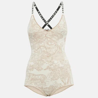 Pre-owned Dior Iviera One-piece Swimsuit S In Sand