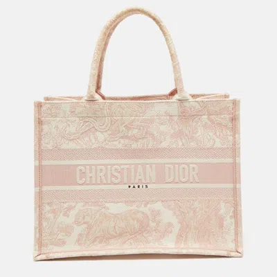 Pre-owned Dior Iviera Toile De Jouy Book Tote In Pink