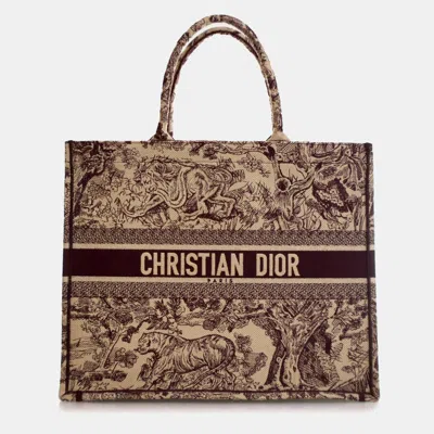 Pre-owned Dior Iviera Toile De Jouy Book Tote In Red