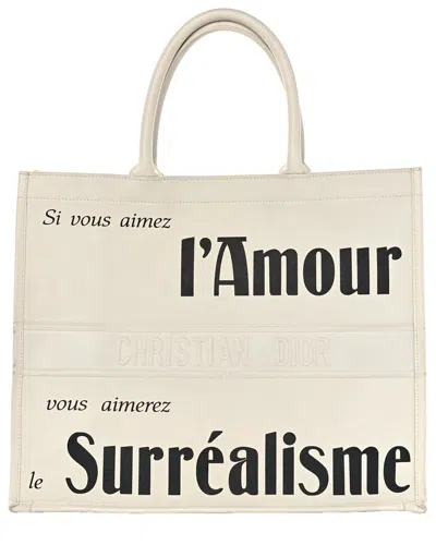 Dior Ivory Calfskin Leather Large Surrealism Book Tote (authentic Pre-loved)